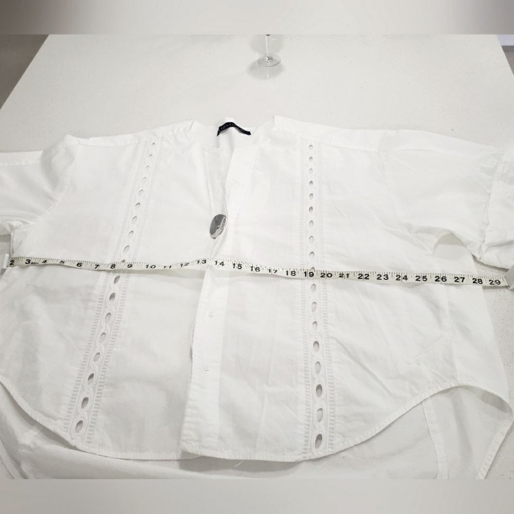 Zara Cotton V Neck Patty Blouse for Woman size L - Picture 7 of 9